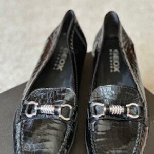 GEOX Respira | Black Patten Embossed Croc Leather (Size 11.5) - Never Worn!
